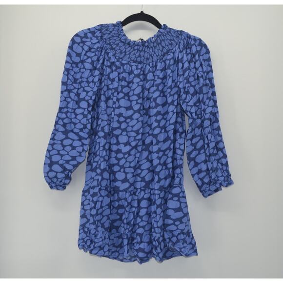 Loft Petite Women Blue Dress XSP Petites Cheetah Print Spot - Picture 13 of 13